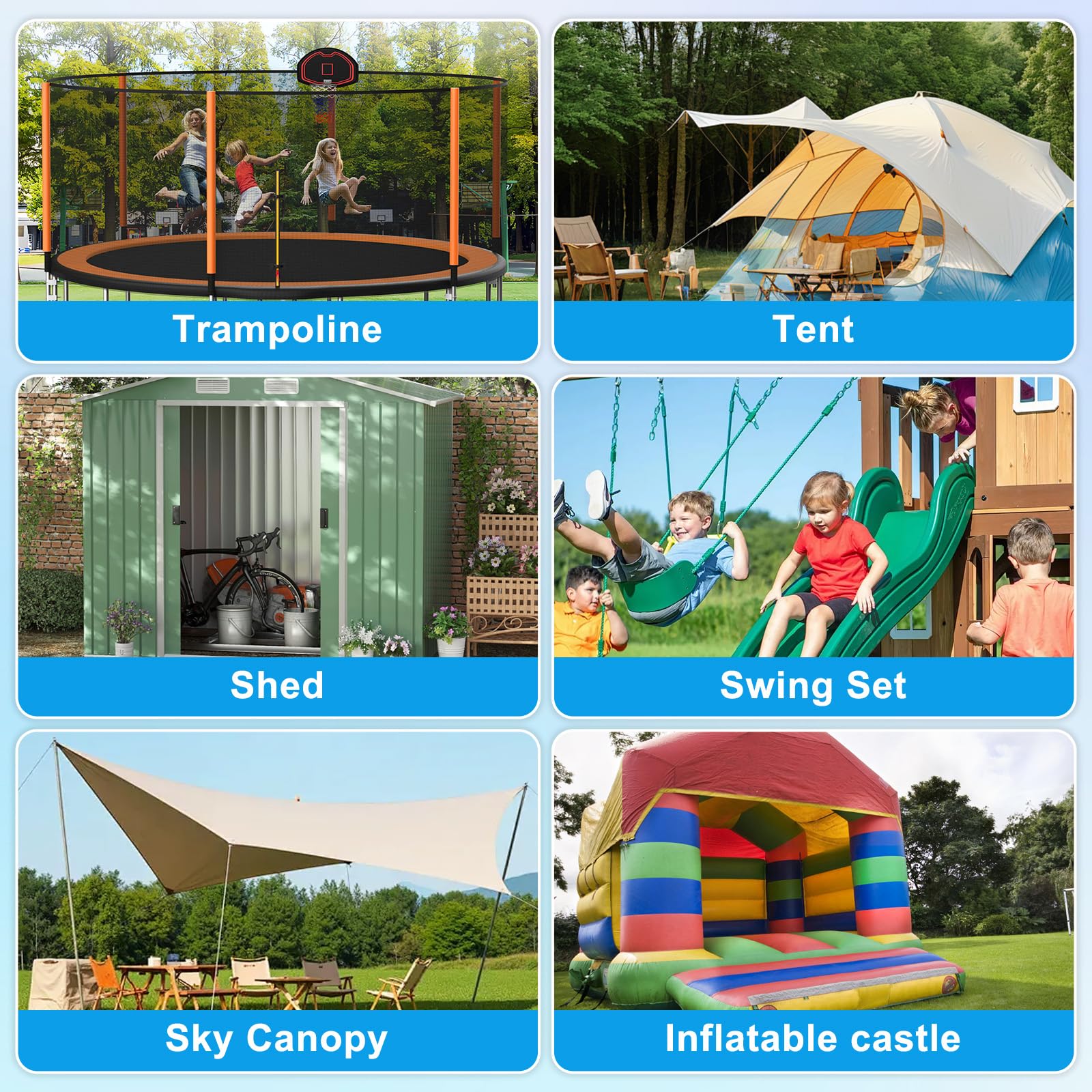 BeneLabel Kołek do namiotu, wytrzymały, 61 cm, śruba kotwiąca do ziemi, trampolina, kołek do trampoliny, 6 szt., metalowy piasek, spirala wiatrowa, do huśtawki, kempingu, szopy, psa, wiatru