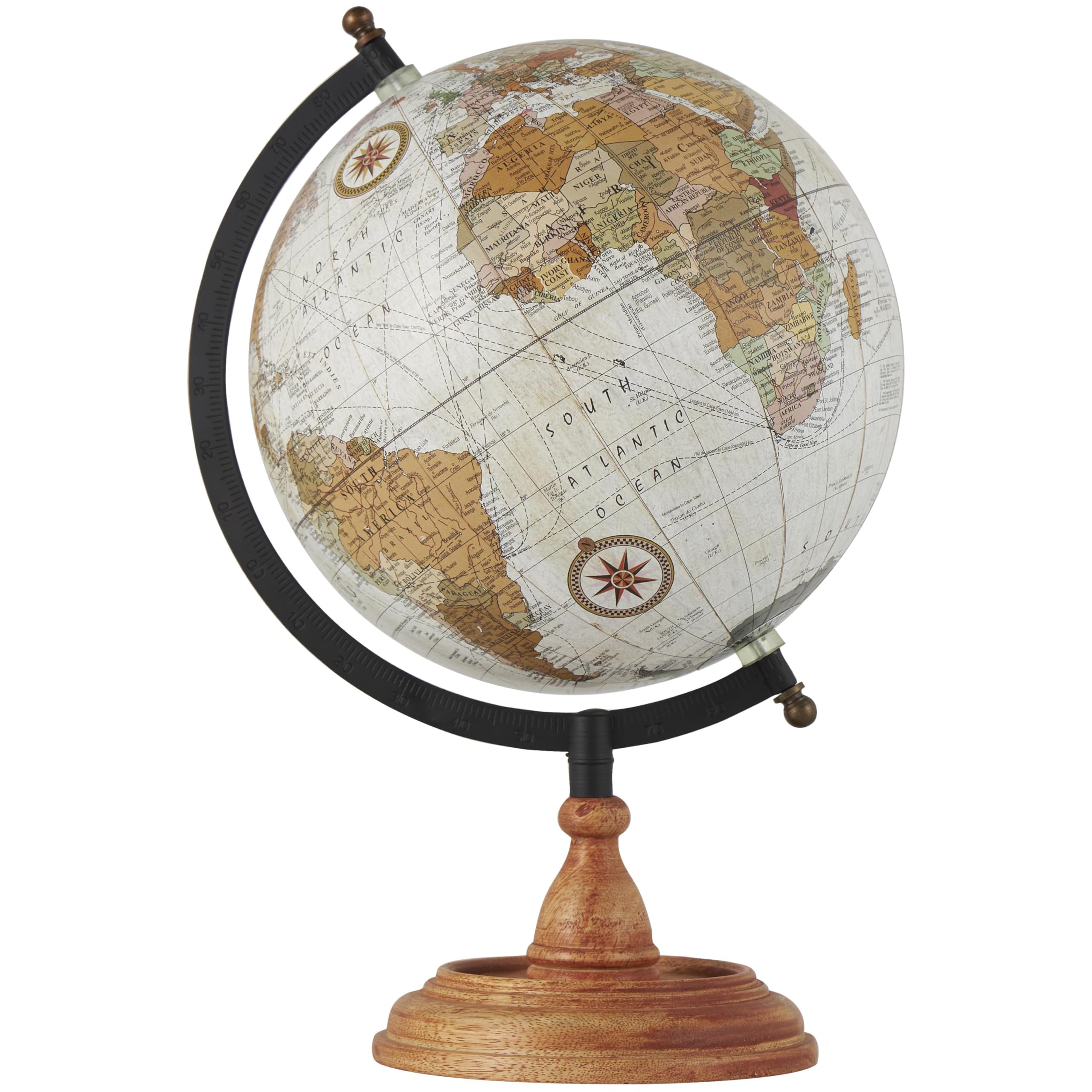 Deco 79Mango Wood Globe with Wood Base, 9" x 8" x 13", Brown