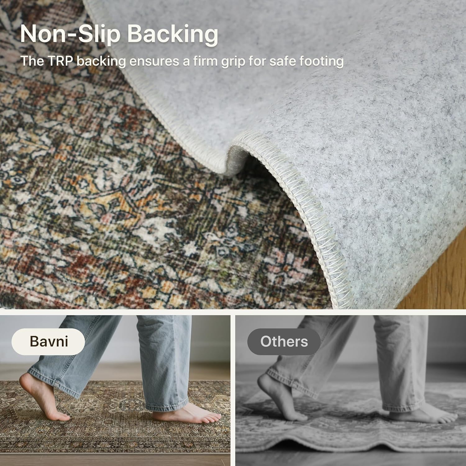 Bavni Washable Runner Rug 2x5, Non Slip Vintage Hallway Runner, Ultra Thin Low Pile Washable Carpet for Kitchen Entryway Bedroom, Brown - Image 6