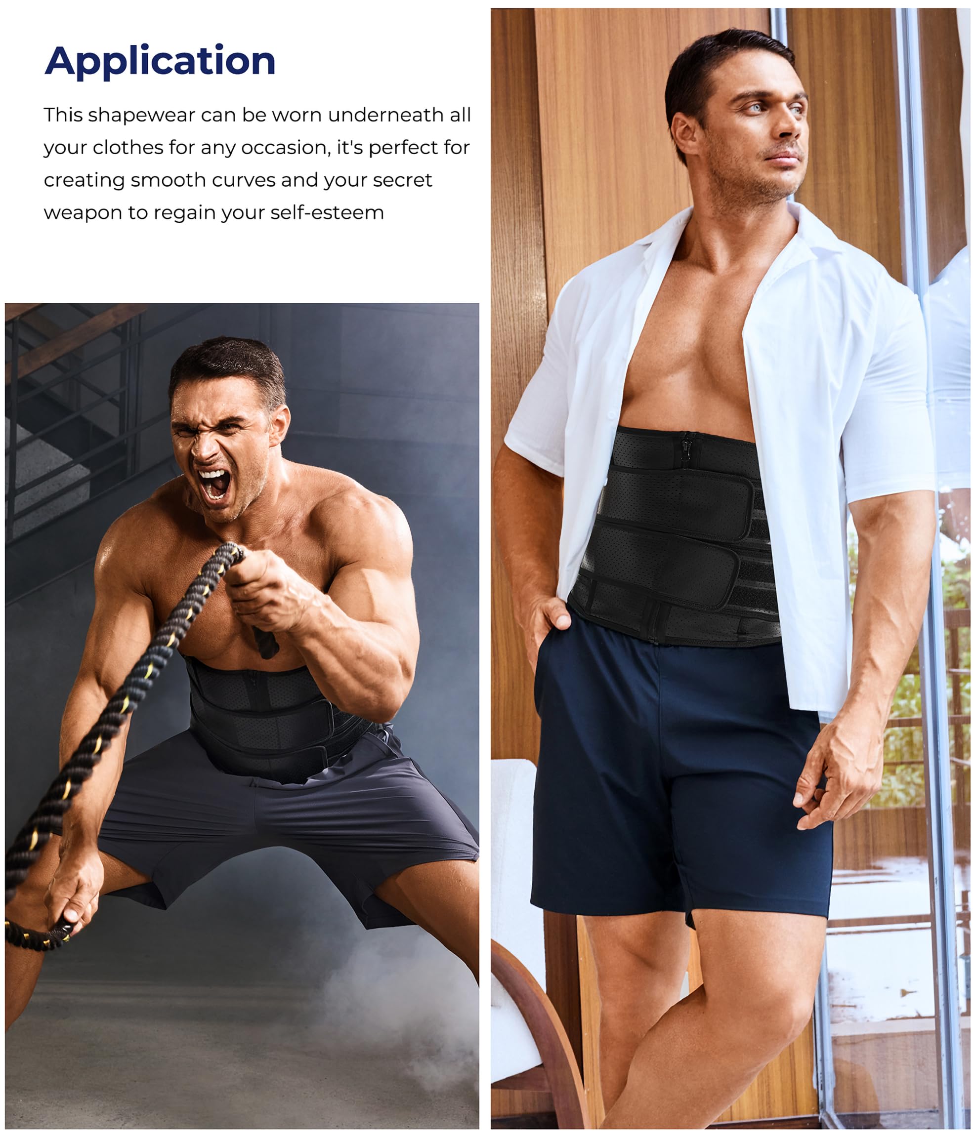 TAILONG Entrenador de cintura para hombre, faja reductora de sudor, fajas para hombre, faja moldeadora de estómago para entrenamiento