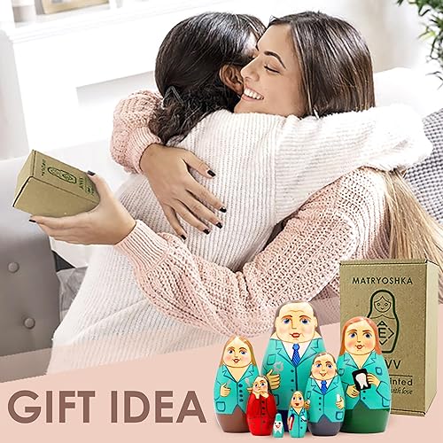 Miniatura 6 de AEVVV Dentista hecho a mano Matryoshka Set 7 piezas  Doctor Wooden Anesting Dolls  Regalos para dentistas  Decoración de oficina dental