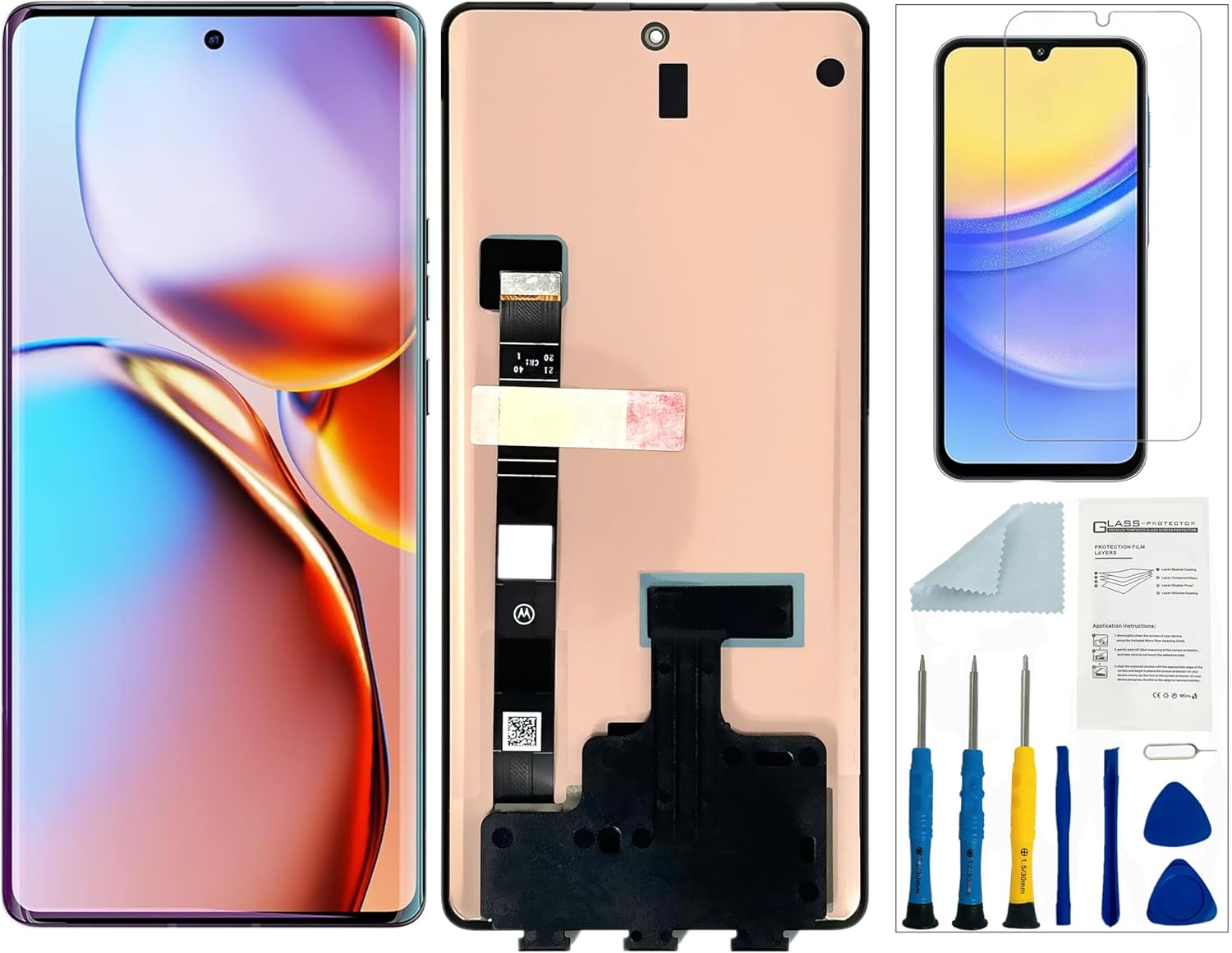 OLED for Motorola Edge Plus 2023 Screen Replacement for Moto Edge Plus 2023 LCD Screen Replacement Black No Frame XT2301-1 XT2301 Display Touch Screen Assembly Repair Parts