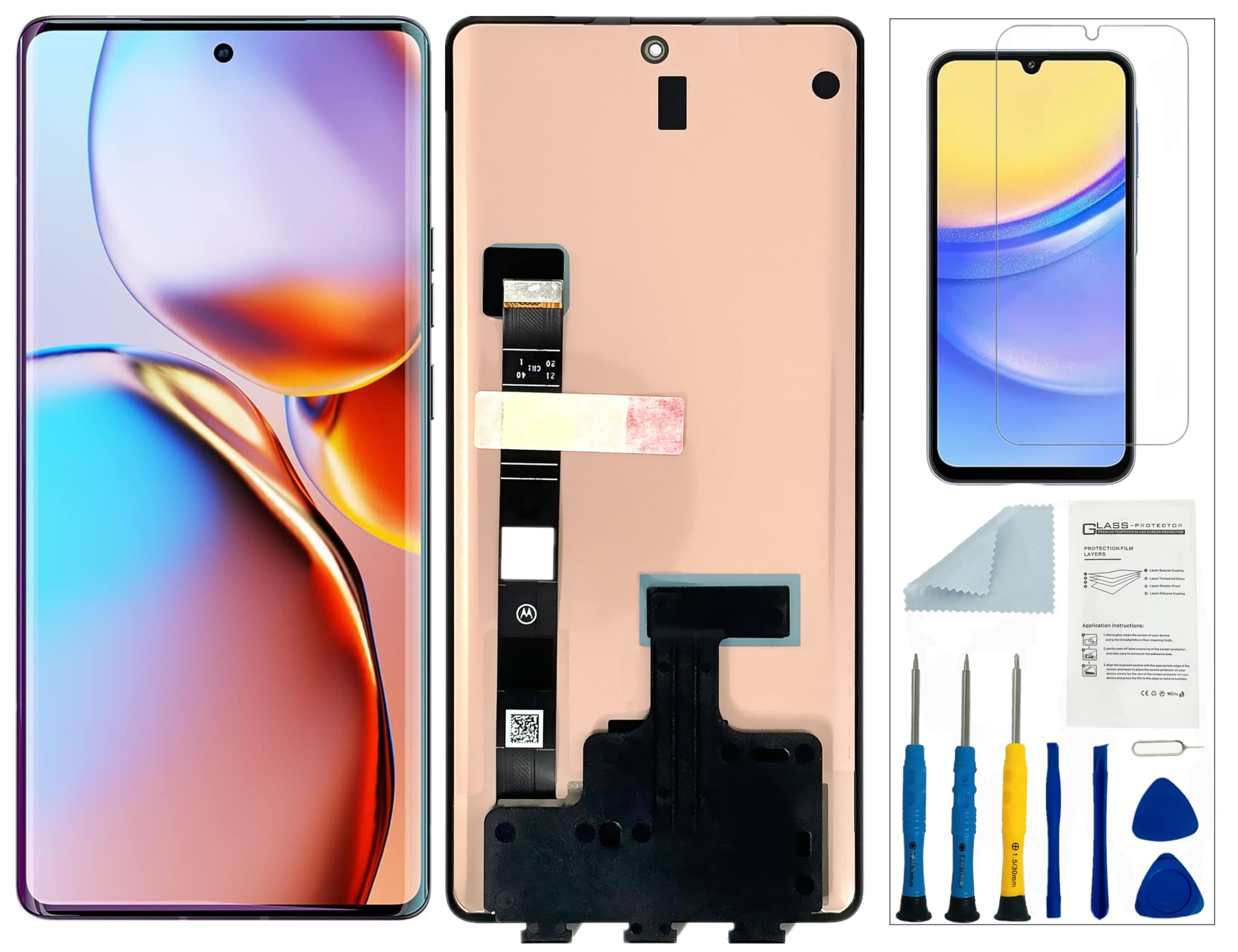 Qinqiyue OLED for Motorola Edge Plus 2023 Screen Replacement for Moto Edge Plus 2023 LCD Screen Replacement Black No Frame XT2301-1 XT2301 Display