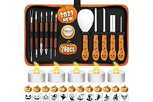 28 Piece Pumpkin Carving Kit with Led Light and Carrying Case