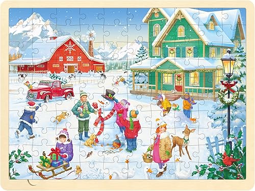 Miniatura 10 de Rompecabezas de Navidad para niños de 3 años, rompecabezas de 24 piezas para niños de 3 a 5 años de edad en la granja navideña de Feliz invierno,