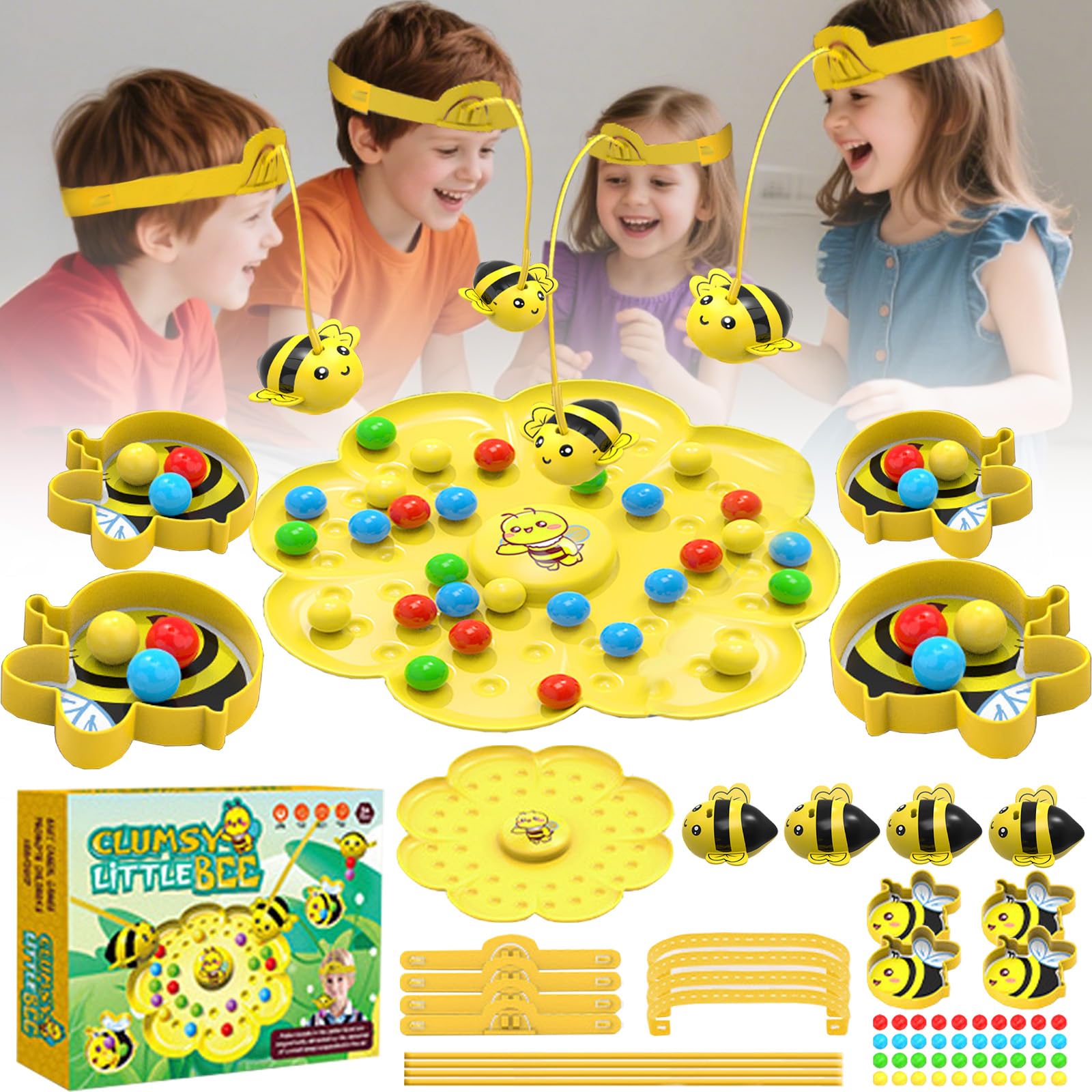 Bienen Perlen Abenteuer,Interactive Magnetischer Bienenspiel Angelfischere,Magnetisches Tisch Angelspiel Zum Bienen und Bohnenpflücken for Boys and Girls für 2-4 Personen