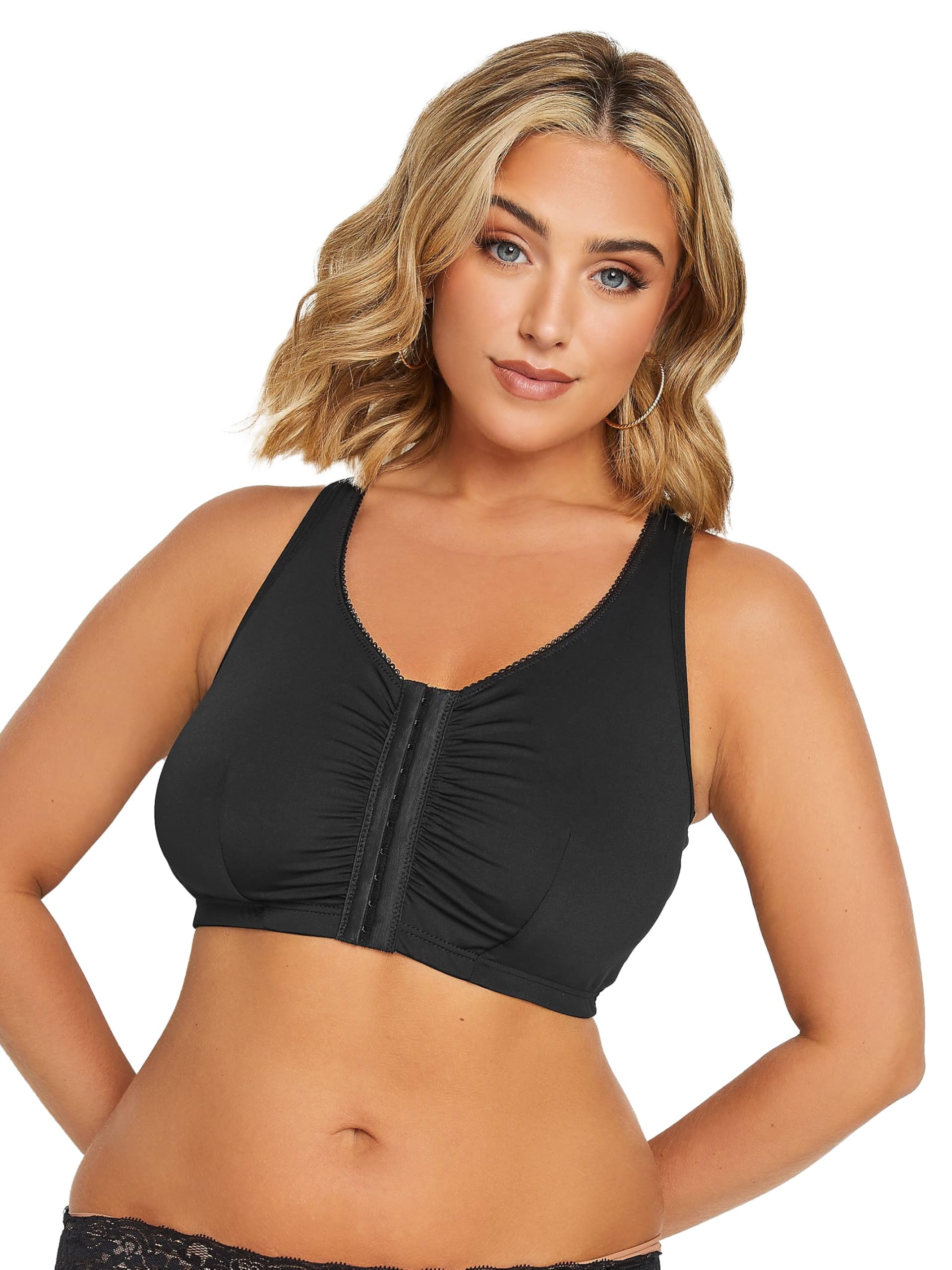 Yours Women's Black Front Fastening Bra In | : 30/32