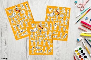 McEtt Skeleton Sticker Sheets – 5 Pack (105 Funny Cartoon Stickers)