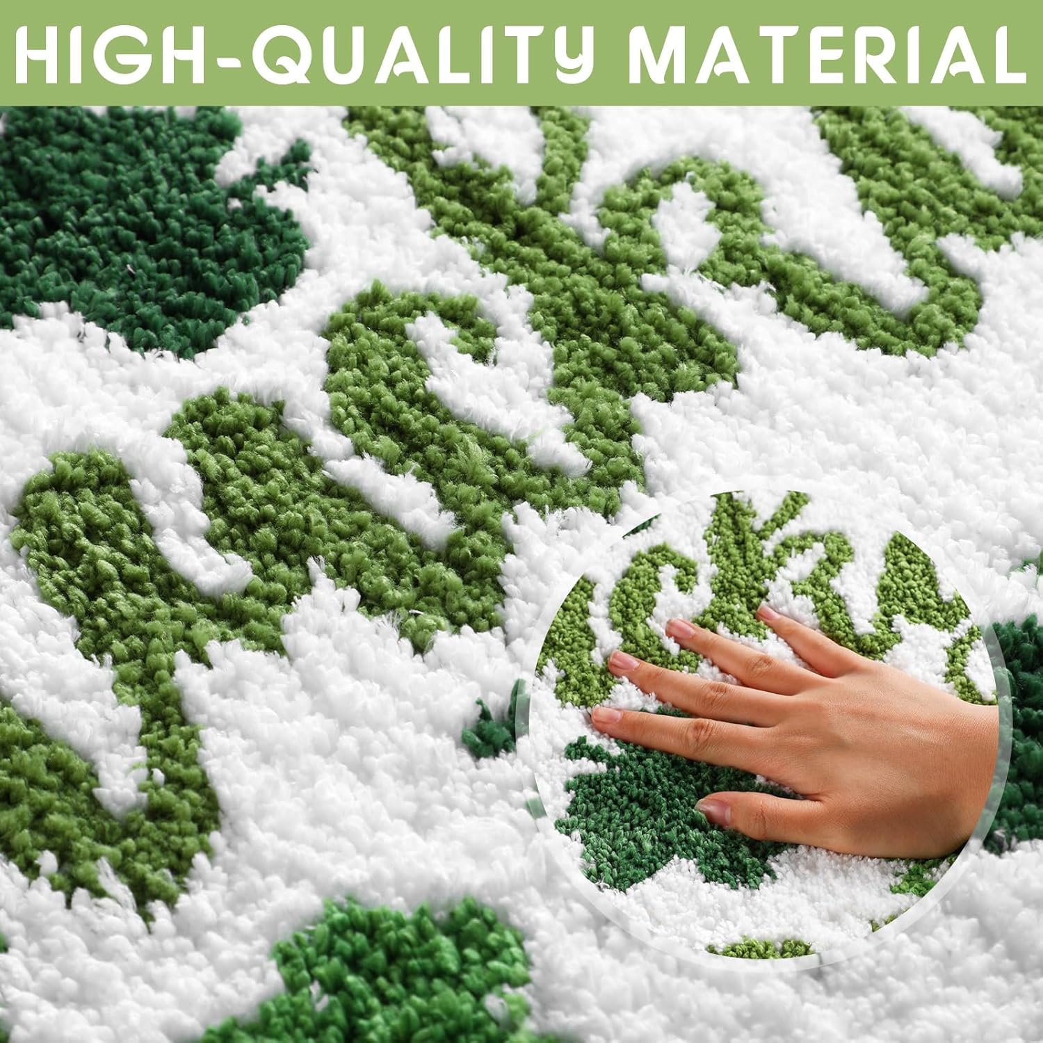 Dunzy St. Patrick's Day Shamrock Bathroom Rugs Lucky Shamrocks Decorative Doormat Soft Absorbent Non Slip Microfiber Clover Bath Rugs for Bathroom Indoor Home Decoration, 16 x 24 Inch