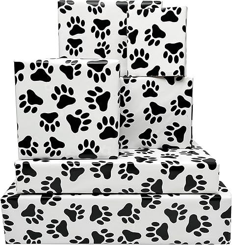 Dtiafu Papel de regalo con estampado de patas, 10 hojas divertidas de papel de regalo de cumpleaños para amantes de perros y gatos, para mujeres,