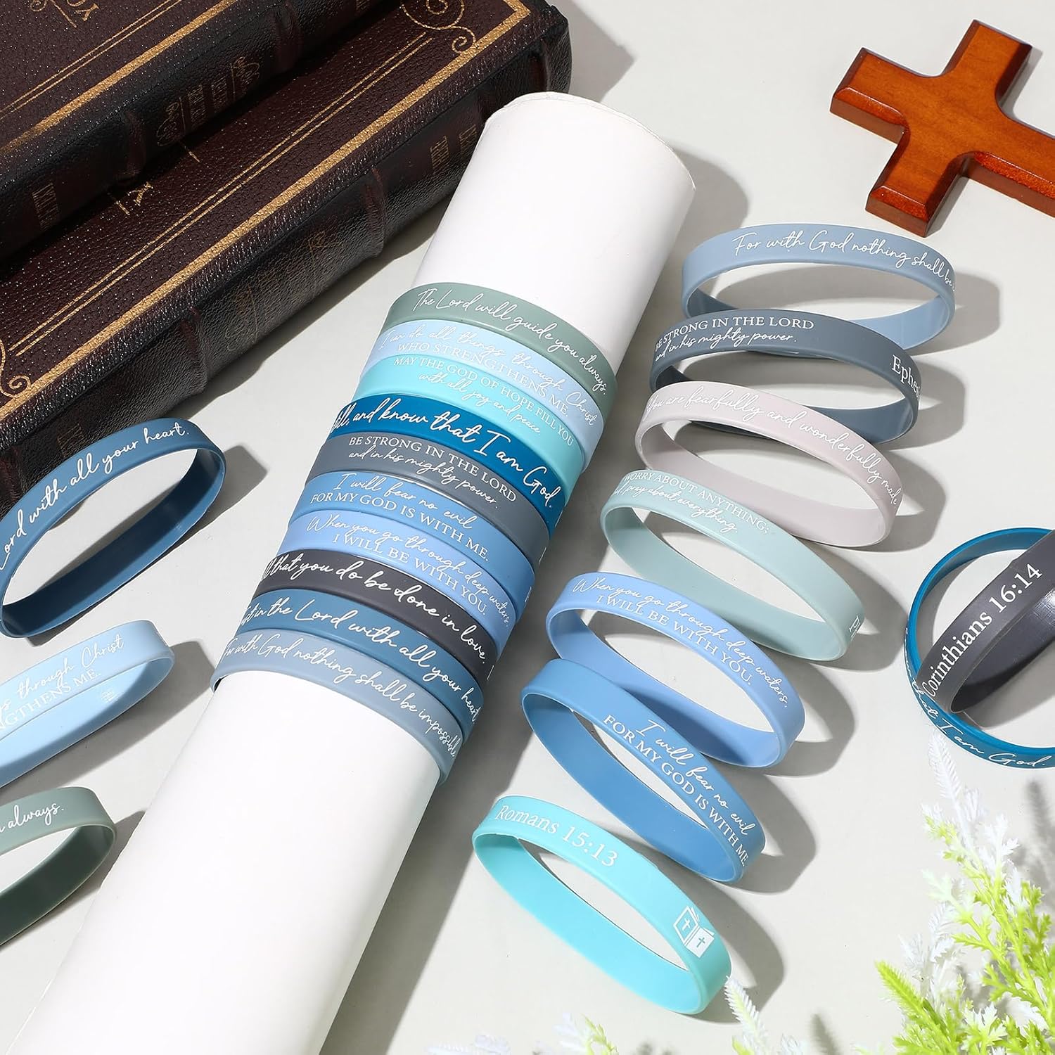 Bible Verses Bracelets Bulk Scripture Silicone Wristbands Inspirational Motivational Quote Rubber Wristbands Christian Bracelets for Easter Carnival Party Favors - Image 4