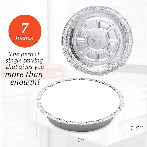 Miniatura 2 de Spare Essentials Paquete de 55 sartenes redondas de aluminio de 7 pulgadas con tapas, sartenes de aluminio, aptas para congelador y horno,