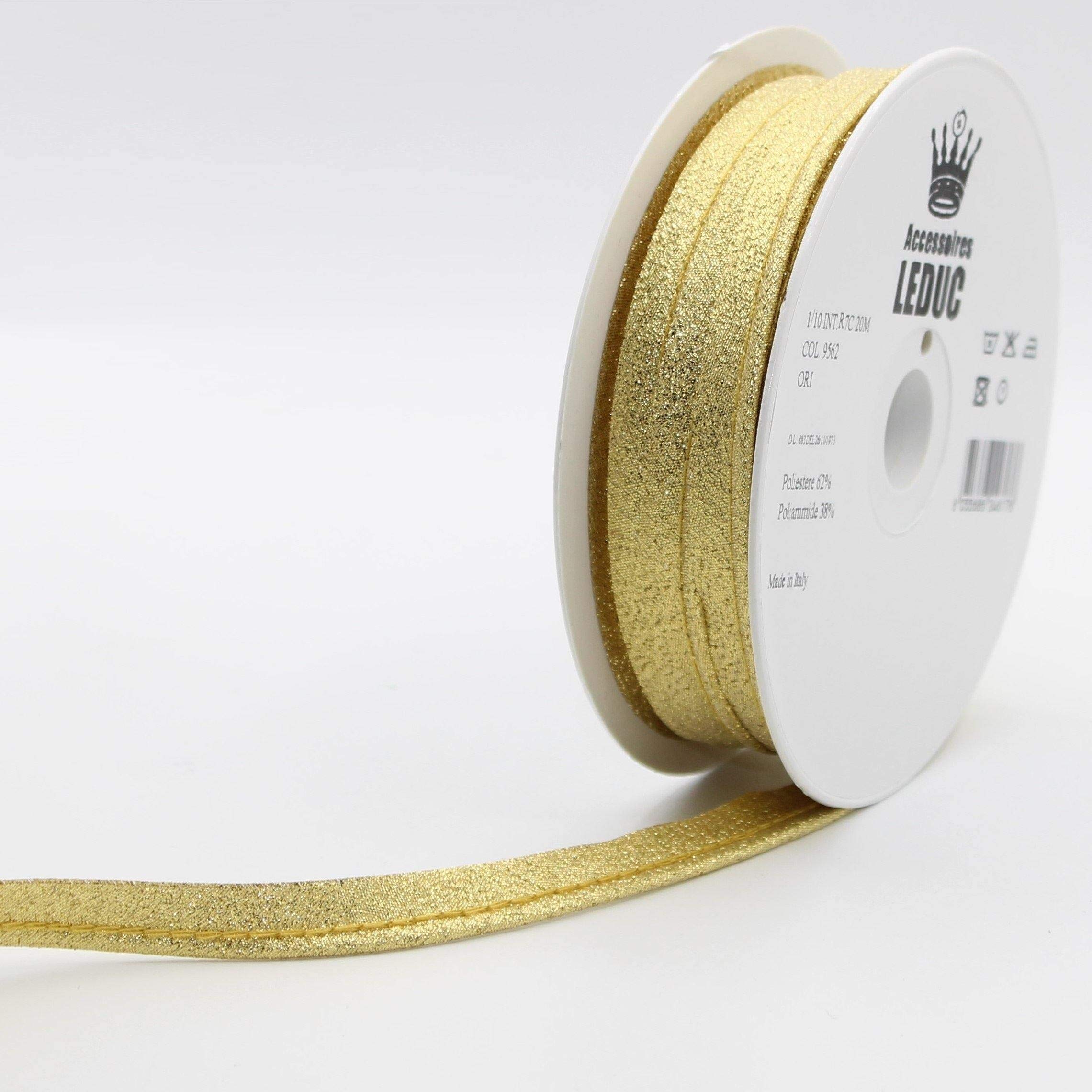20 Mètres Passepoil Lurex Métal 10mm (8+2) Couleur Cuivre - Qualité Premium Fabriqué En Italie