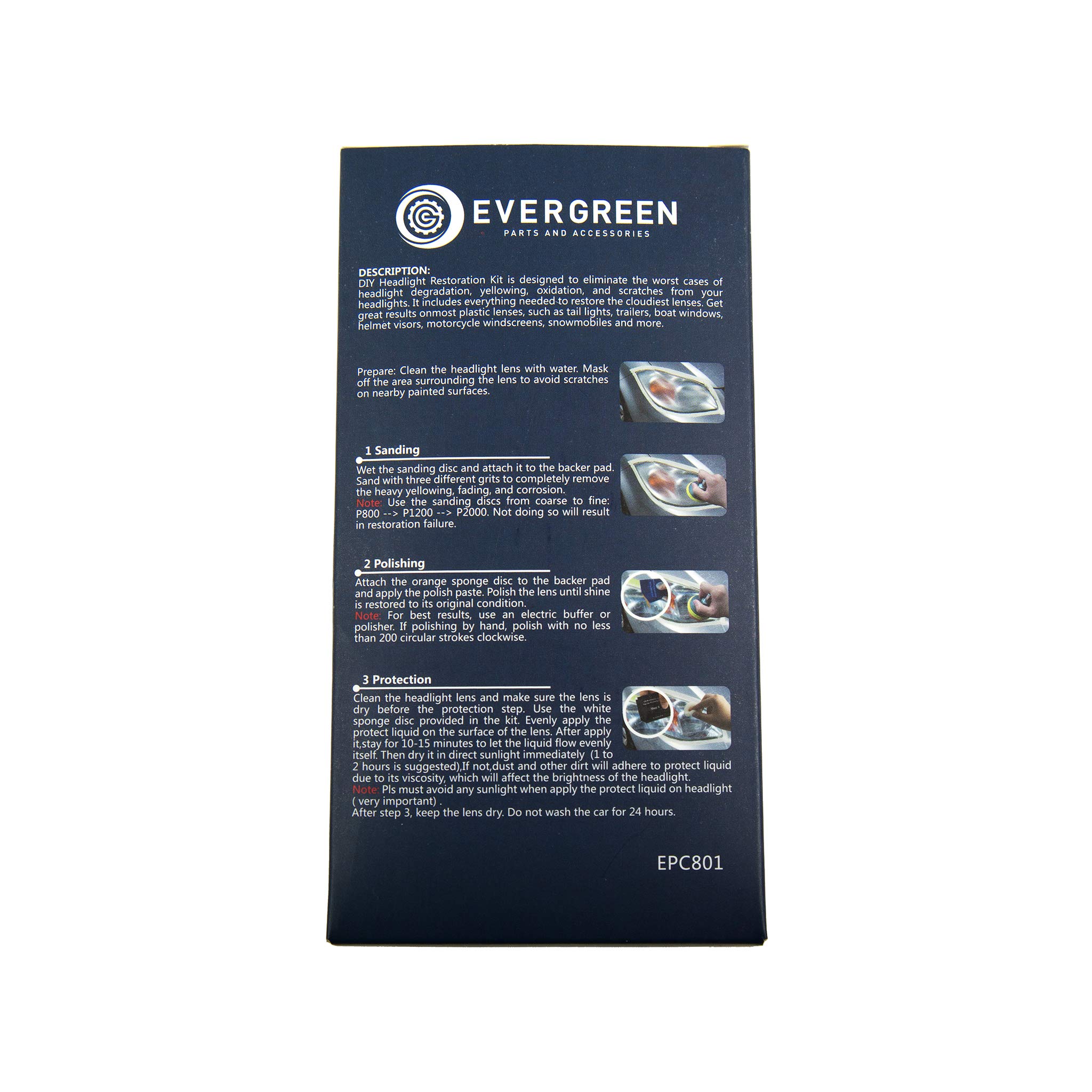 Evergren A1003 DIY Headlight Lens Restoration Kit Removes Yellow Stain Oxidation