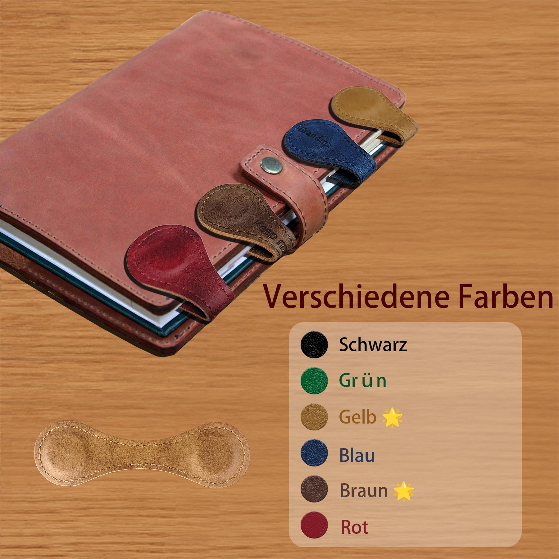 Magnetisches Leder-Lesezeichen Macarons Design – Starke Magnete Für Bücher Bis 1 Cm Dicke, Vintage-Stil, Geschenk Für Leser