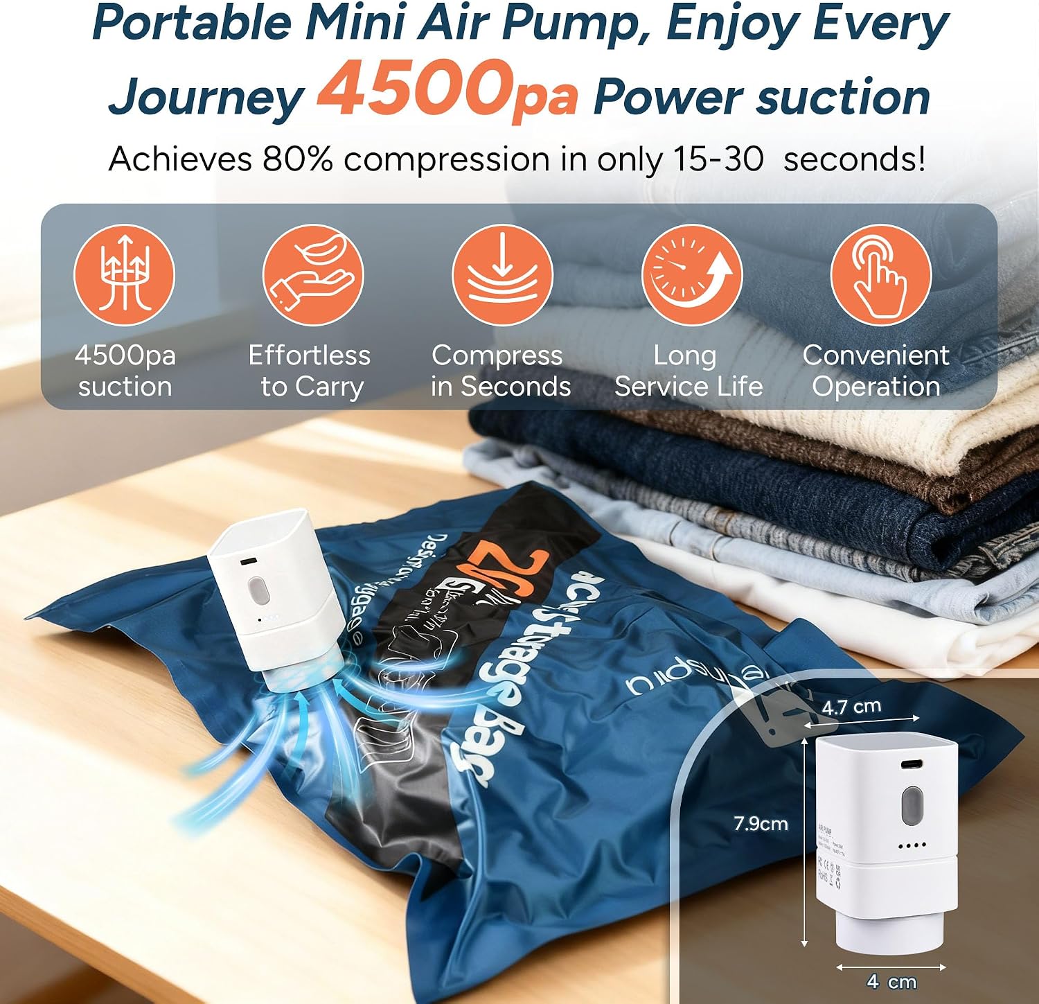15 Pcs Oxford Cloth Vacuum Storage Bags S/M/L, Pump &Luggage Scale image 5