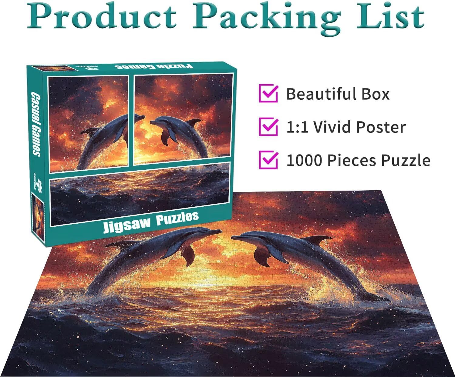 Delphin Puzzle für Erwachsene Kinder Anspruchsvoll 5000 Teile Impossible Klassische Puzzles Schwer Tier ab 8 9 10 Jahre Mädchen Jungen Jigsaw Kunst Educa,für Dekoration und Geschenke 105x156cm t-181