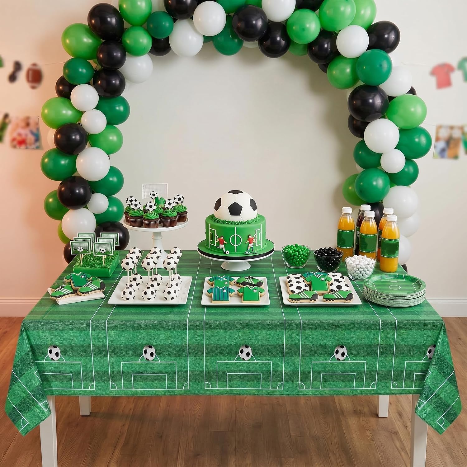 BEISHIDA 2 Pcs Soccer Tablecloths, Soccer Birthday Party Decorations Plastic Table Cover for Sports Themed Birthday Party Supplies, 54 x 108 Inch