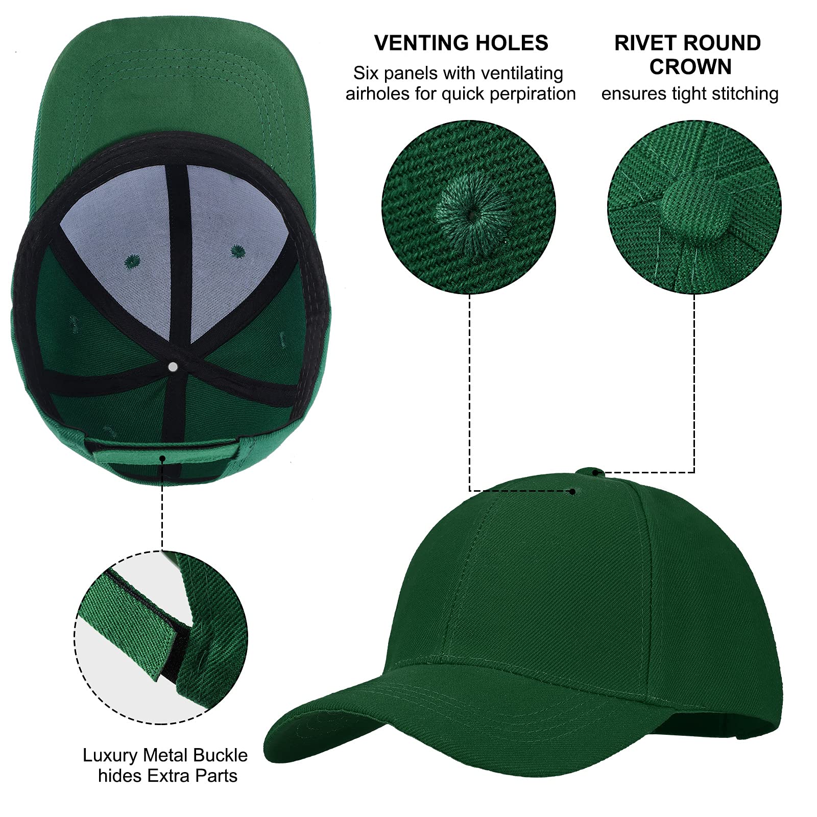 Gorra de béisbol de 8 piezas de tamaño ajustable, sombrero deportivo liso, sombrero de papá, sombrero ajustable para hombres y mujeres, correr, entrenamientos y actividades al aire libre, 8 4