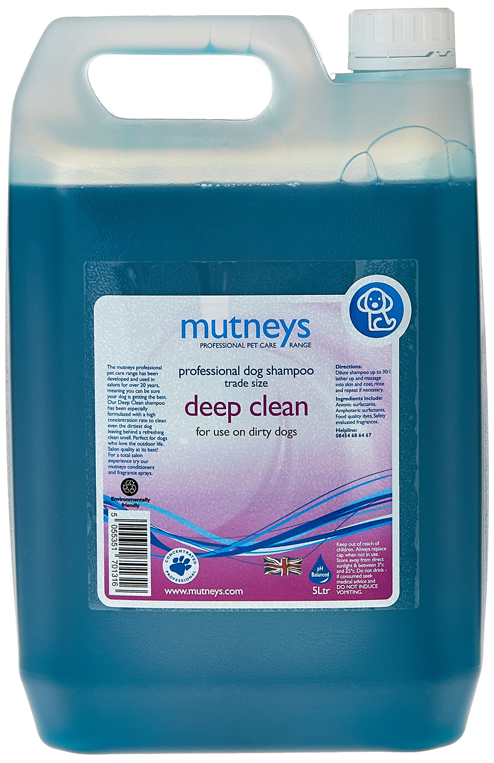 Deep Clean Super Concentrated Dog Shampoo | For Dirty Dogs | 5Ltr | Mutneys
