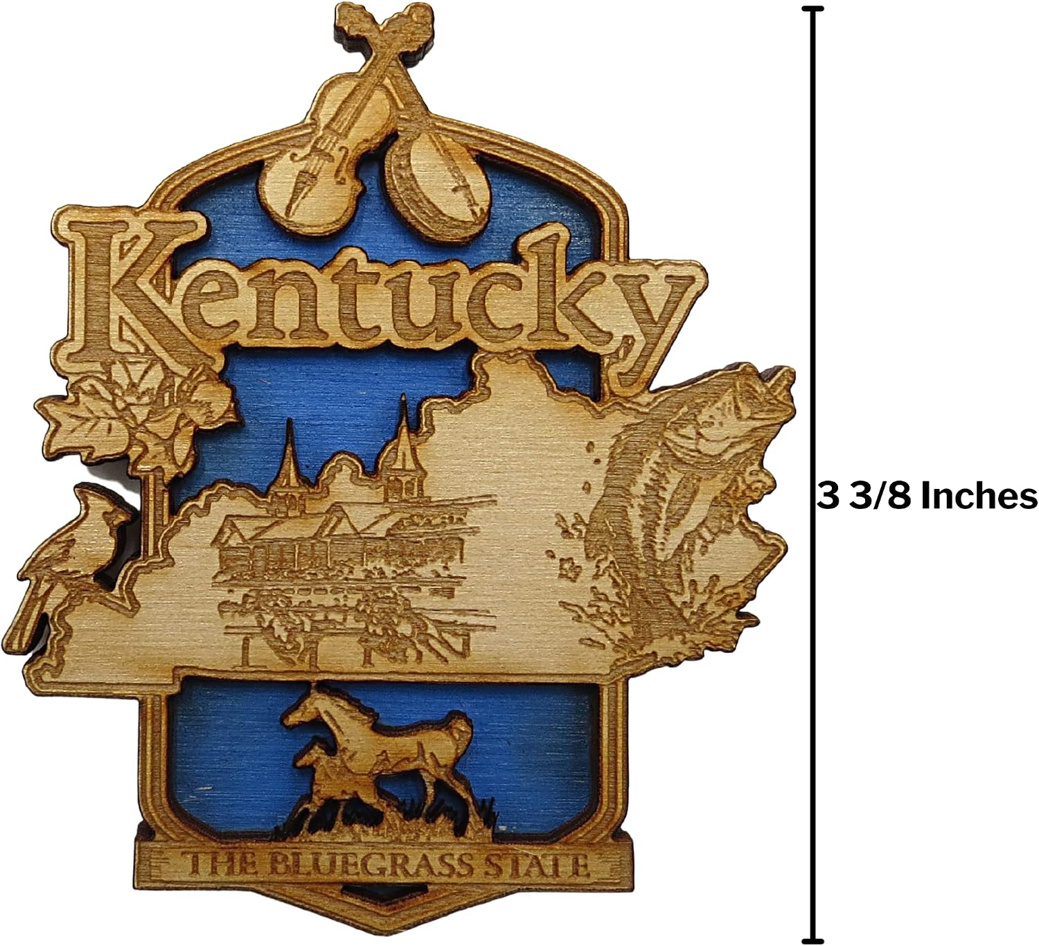 Wooden Kentucky Silhouette Montage Laser Cut Painted Magnet, Rustic State Souvenir Gifts and Collectible Accessories for Refrigerators, Lockers, or Whiteboards, 3.25 Inches image 3