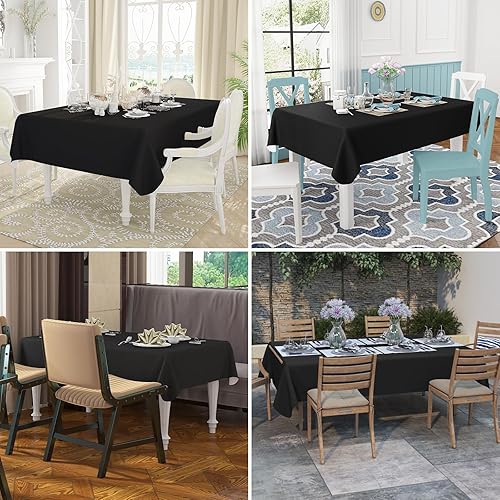 Miniatura 6 de misaya Mantel rectangular de vinilo impermeable, mantel con parte trasera de franela, mantel de plástico lavable para cena, cocina, al aire libre