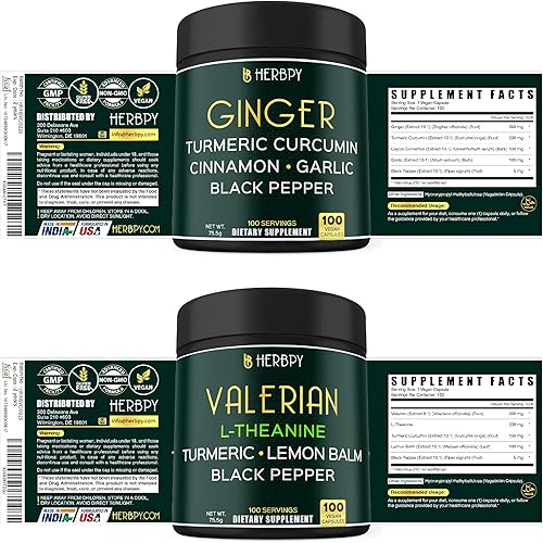 Miniatura 11 de Paquete de suplemento de jengibre 5 en 1 de 7550 mg y suplemento de raíz de valeriana 5 en 1 de 5150 mg - Apoya la salud cardíaca, inmunológica,