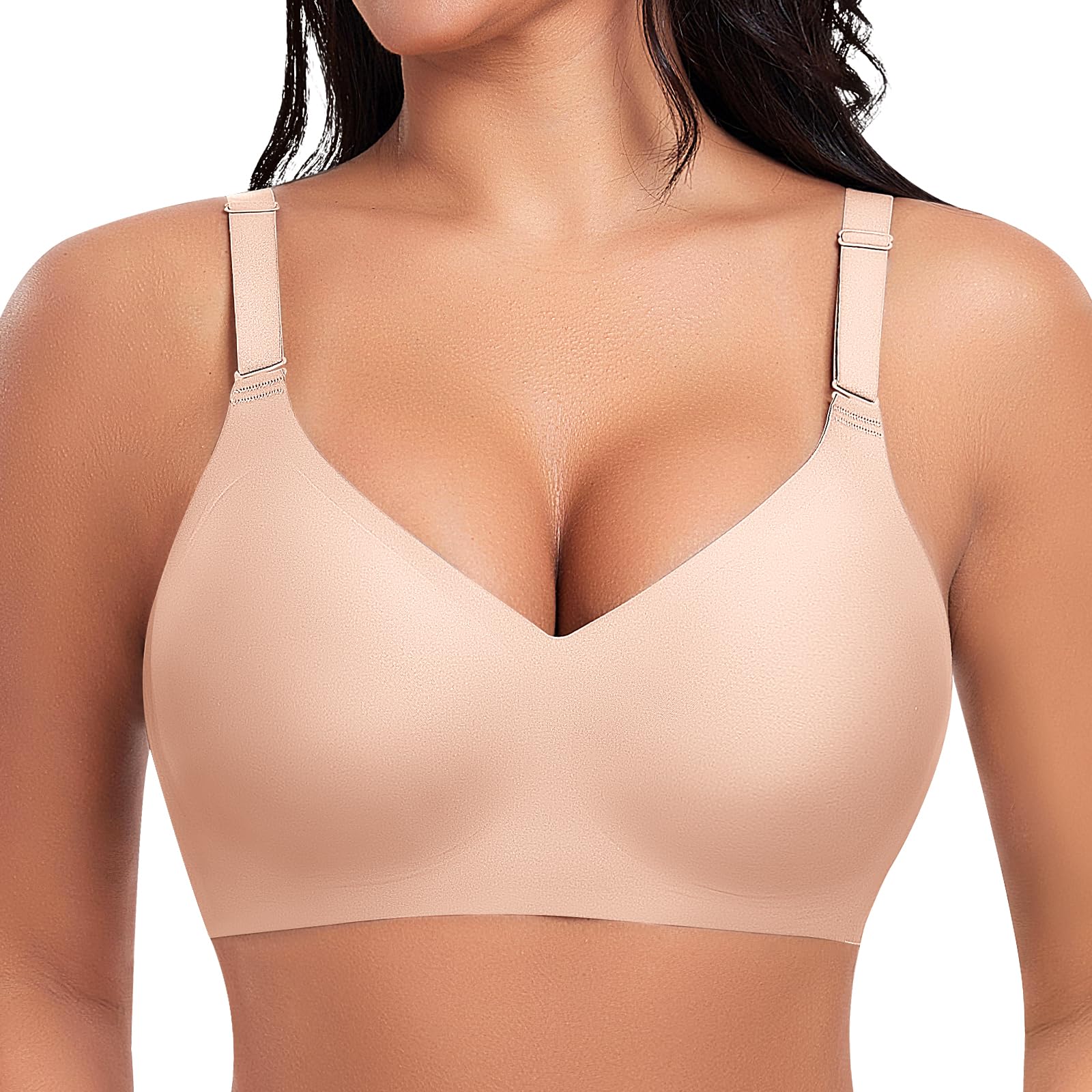 Ganado Reggiseno Senza Ferretto Donna Reggiseni Senza Cuciture Scollo a V Push Up Reggiseno Basic Comodo Imbottito