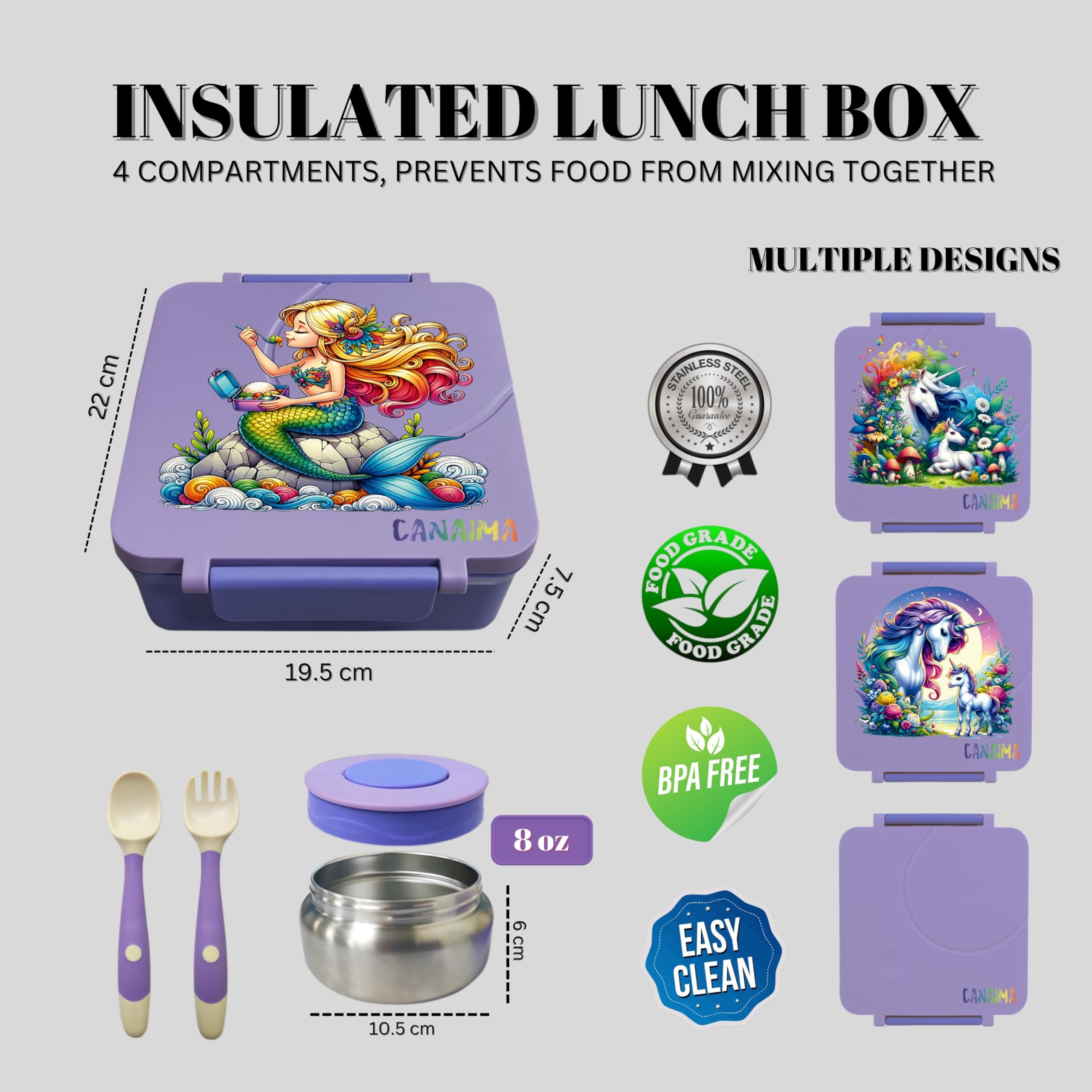 Boîte à Bento Pour Enfants Avec Thermos, Anti-fuite, 1600 Ml