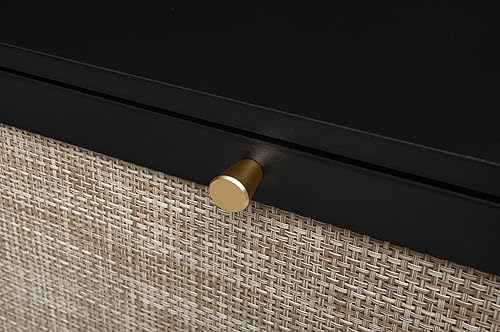 Miniatura 6 de ZeHuoGe Zapatero de ratán natural con 3 cajones abatibles, armario de almacenamiento estrecho negro con patas de metal para tacones, zapatillas,