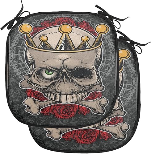 Miniatura 132 de Lunarable Cojín retro para silla, dibujo de chica a la moda en tierra primavera campo margaritas arte, acolchado de asiento para cocina y patio con