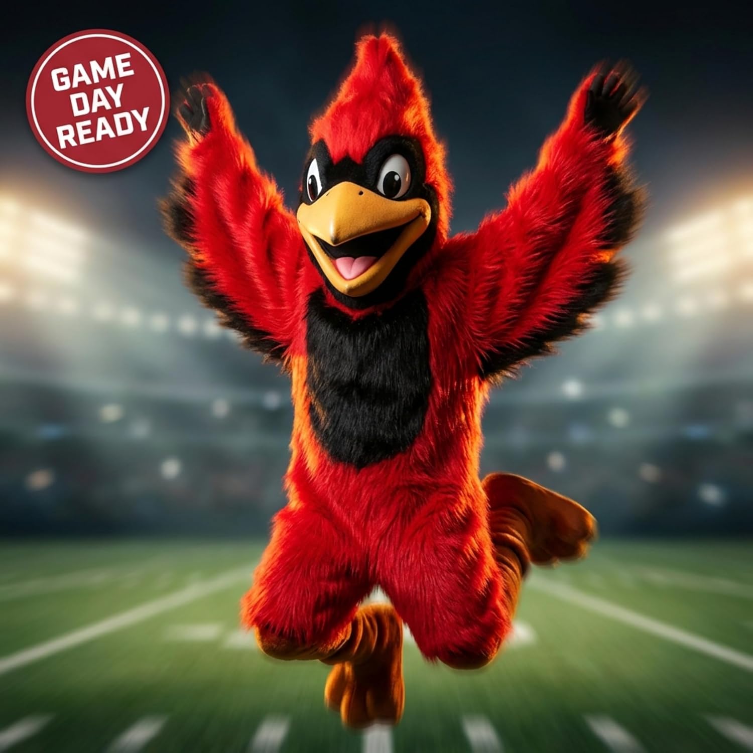 TCDesignerProducts Red Cardinal Mascot Costume, Professional Cardinal Full Body Mascot Suit, Foam Head, Built‑In Fan, Flame‑Retardant Fabric, Schools, Colleges, Sports Teams, Parades & Special Events