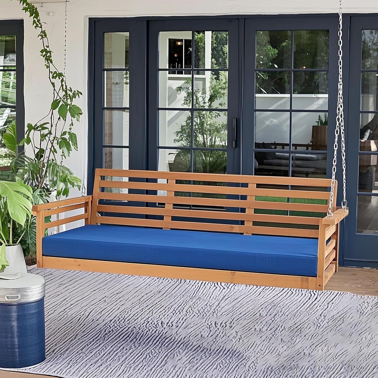 Olefin Twin Outdoor Porch Swing Bed Mattress Cover Waterproof, Twin Size Patio Daybed Cushion Covers Fitted Sheet Slipcover with Zipper, Only Cover (Navy Blue, 75 * 39 * 6IN) - Image 6