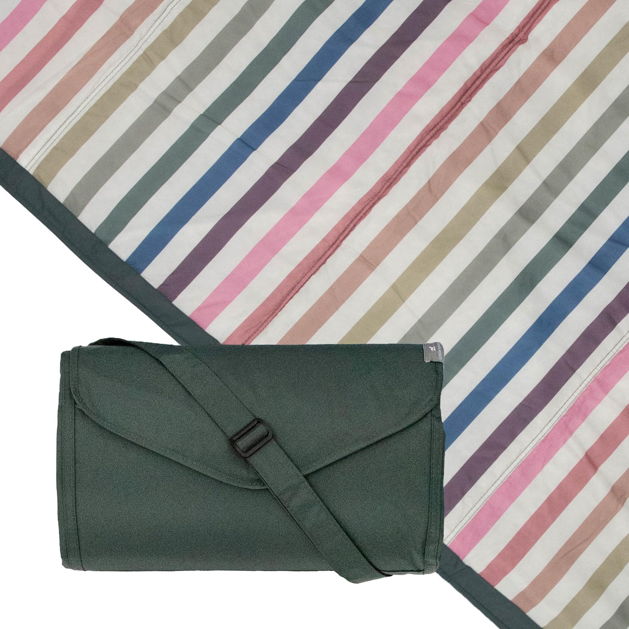 Photo 1 of Little Unicorn 5'x5' Outdoor Family Picnic & Beach Blanket | Durable & Water-Resistant Fabric | Compact Fold & Easily Wipes Clean | Zipper Pocket (Chroma Rugby Stripe)