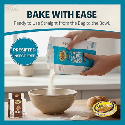 Miniatura 6 de Shibolim Stone Ground - Harina de espelta entera extrafina, 80 onzas (bolsa de 5 libras), harina de triple tamización, 100% grano entero,