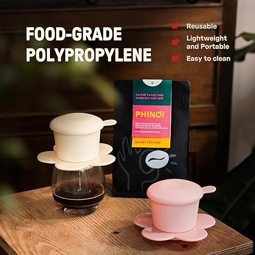 Miniatura 8 de Pour Over Coffee Gotero - Filtro Phin vietnamita - Cafetera de una taza de 1 a 2 tazas con diseño de flores - Filtro de café reutilizable de