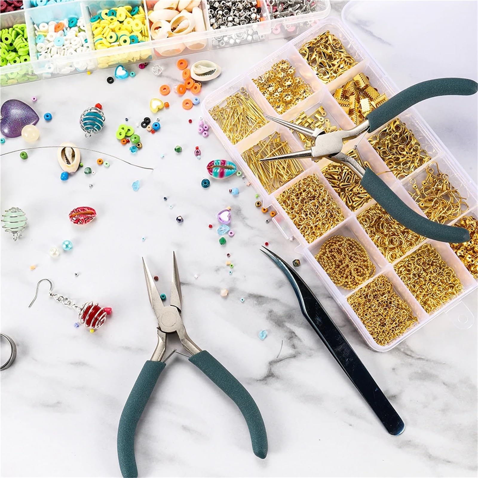 Set di 12 pinze for il taglio delle estremità dei fili in acciaio inossidabile Adatto per la riparazione di gioielli(Green 12 Kinds All)