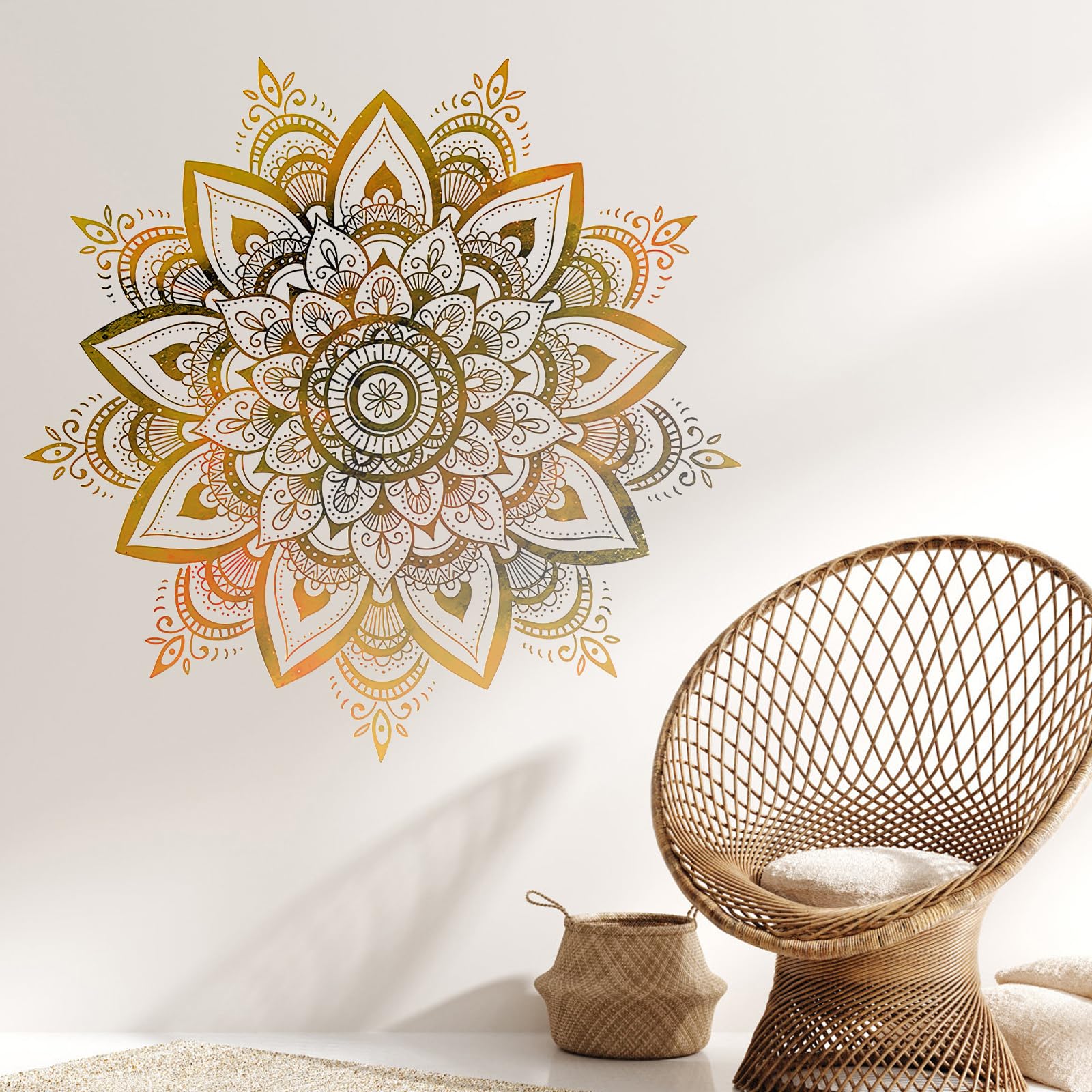 Adesivo murale Mandala Adesivo murale Mandala per camera da letto Adesivo murale Adesivo murale Decorazione murale Immagine murale Stile Boho Yoga Decorazione murale per ingresso, Adesivi