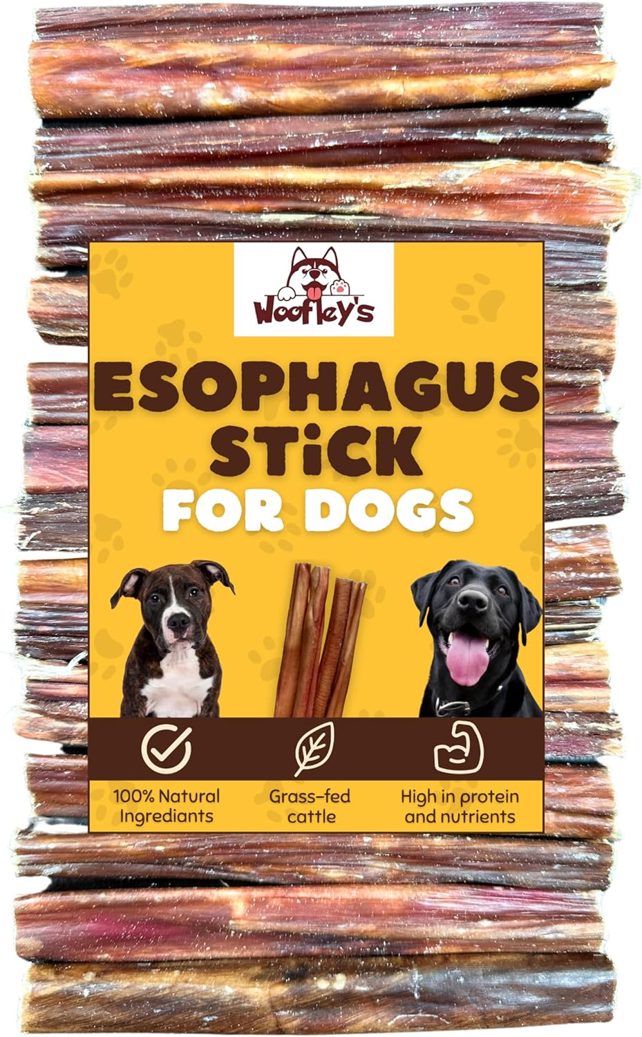 Woofley's - Esophagus Stick (50 Count)- Gullet Sticks for Dogs - Safe Jerky Dog Chews -Easily Digestible Dog Jerky Bully Sticks