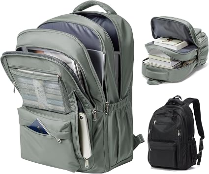 Cute High School Backpack for Women Men, Large Capacity Middle School Bag, Lightweight Bookbag for Teens Boys Girls, Waterproof College Backpack with lots of Pockets, Green