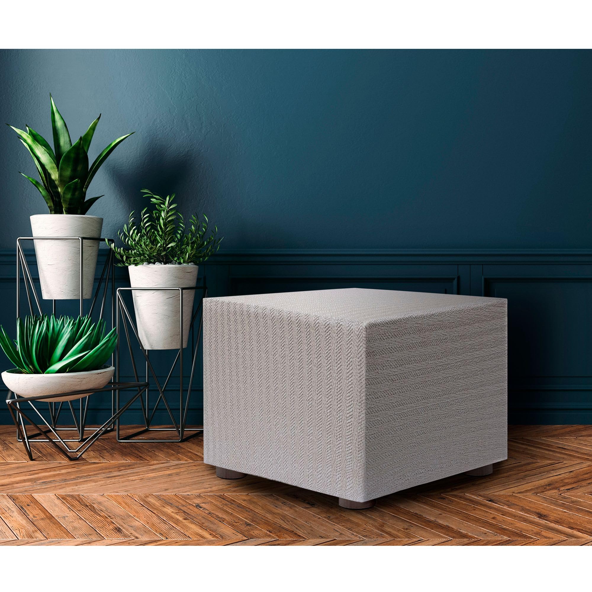 ECOMMERC3 | Housse pour Pouf 40 x 40 cm, Super élastique bi-élastique – Housse de Pouf Couleur écru Protecteur Respirant Anti-Usure, Facile à Installer et à enlever Une adaptabilité maximale et Une