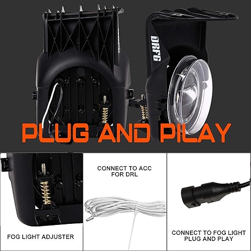 Miniatura 5 de Luz antiniebla LED con DRL compatible con GMC Sierra 1500 2500HD 3500HD 2003-2006 luces antiniebla resistentes
