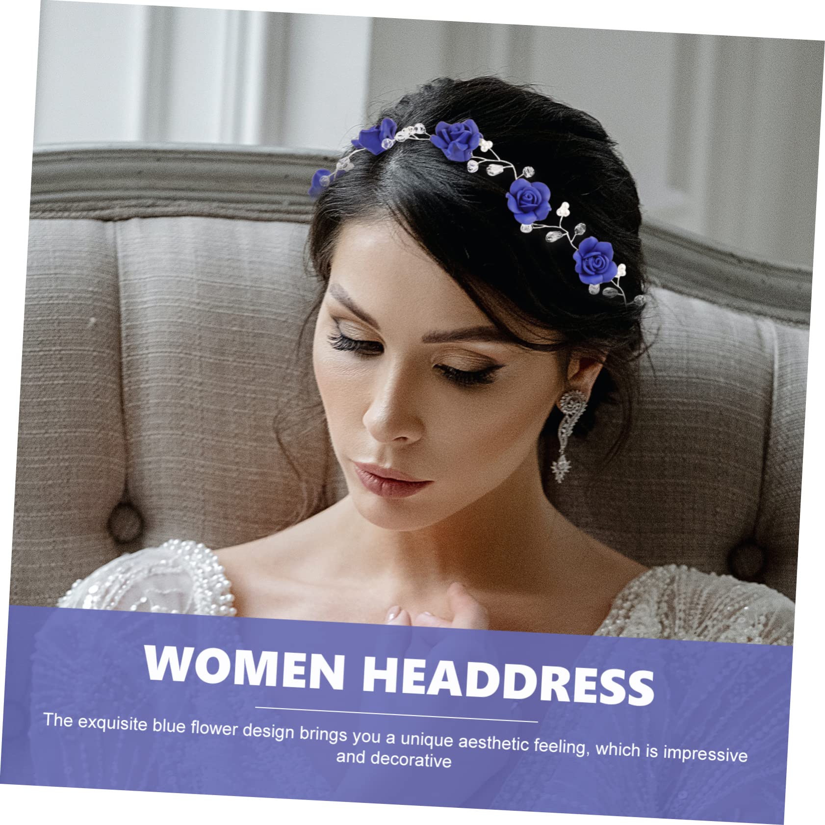 FRCOLOR 4 Diademas de de Imitación con Diseño de de Imitación para El Pelo Tocado de Novia para Mujer Color Azul Marino