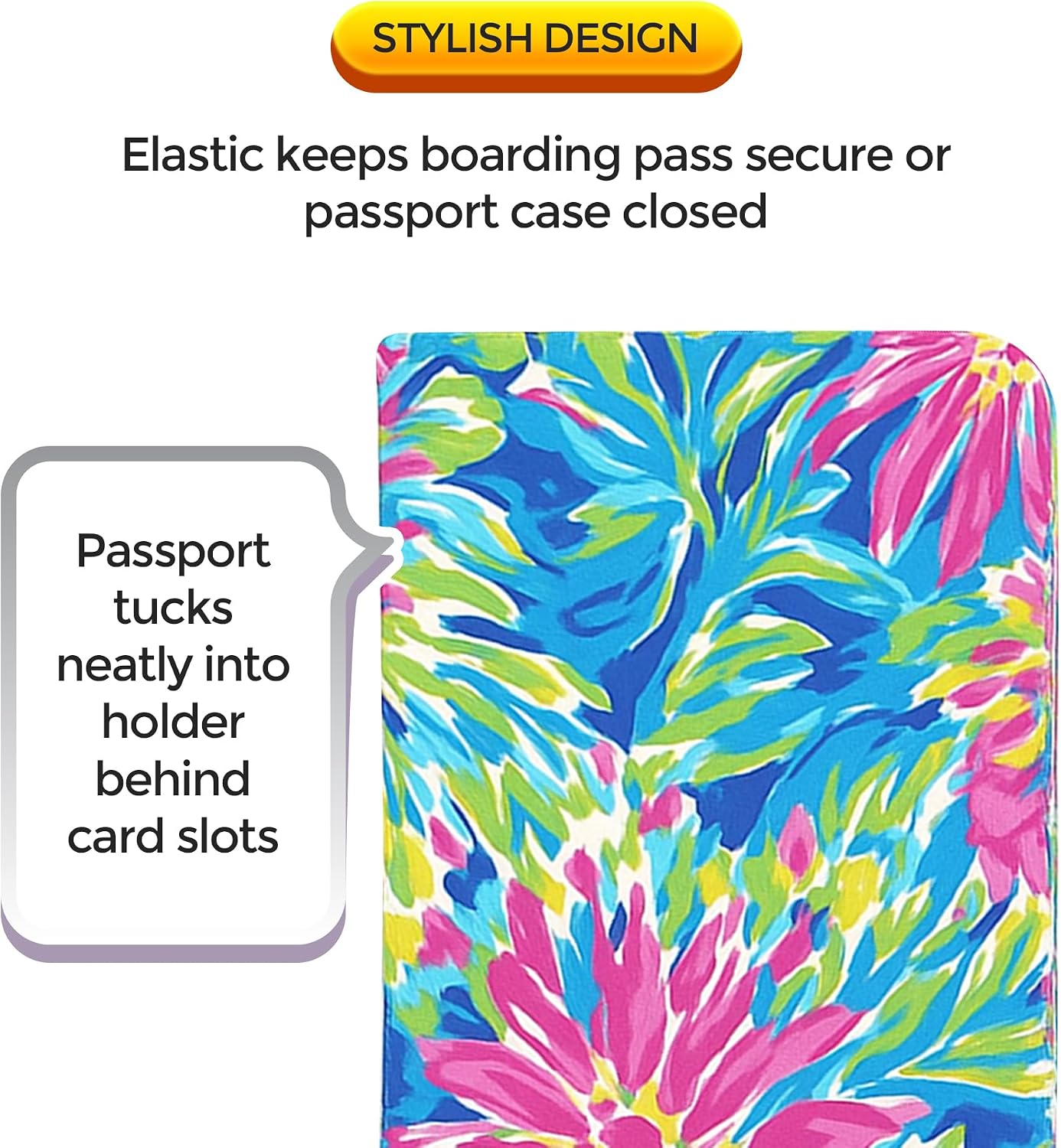 Jolitee Passport Holder Travel Wallet – Premium PU Vegan Leather, Compact & Waterproof Passport Case with Card Slots & Elastic Closure, Pink Flower