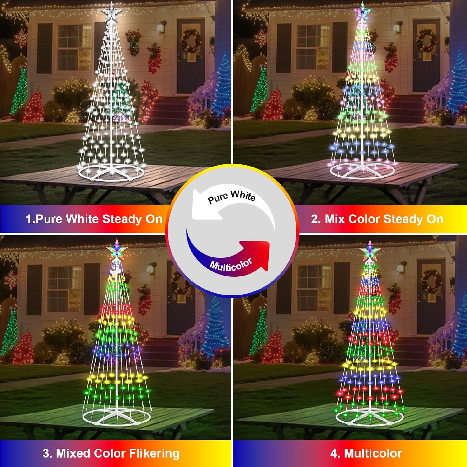 Prelit Christmas Cone Tree with Lights, 4FT 156LEDs Small Christmas Tree Light with Remote Control, Timer, 11 Lighting Modes, Artificial Outdoor Christmas Tree for Yard Porch Lawn Decorations