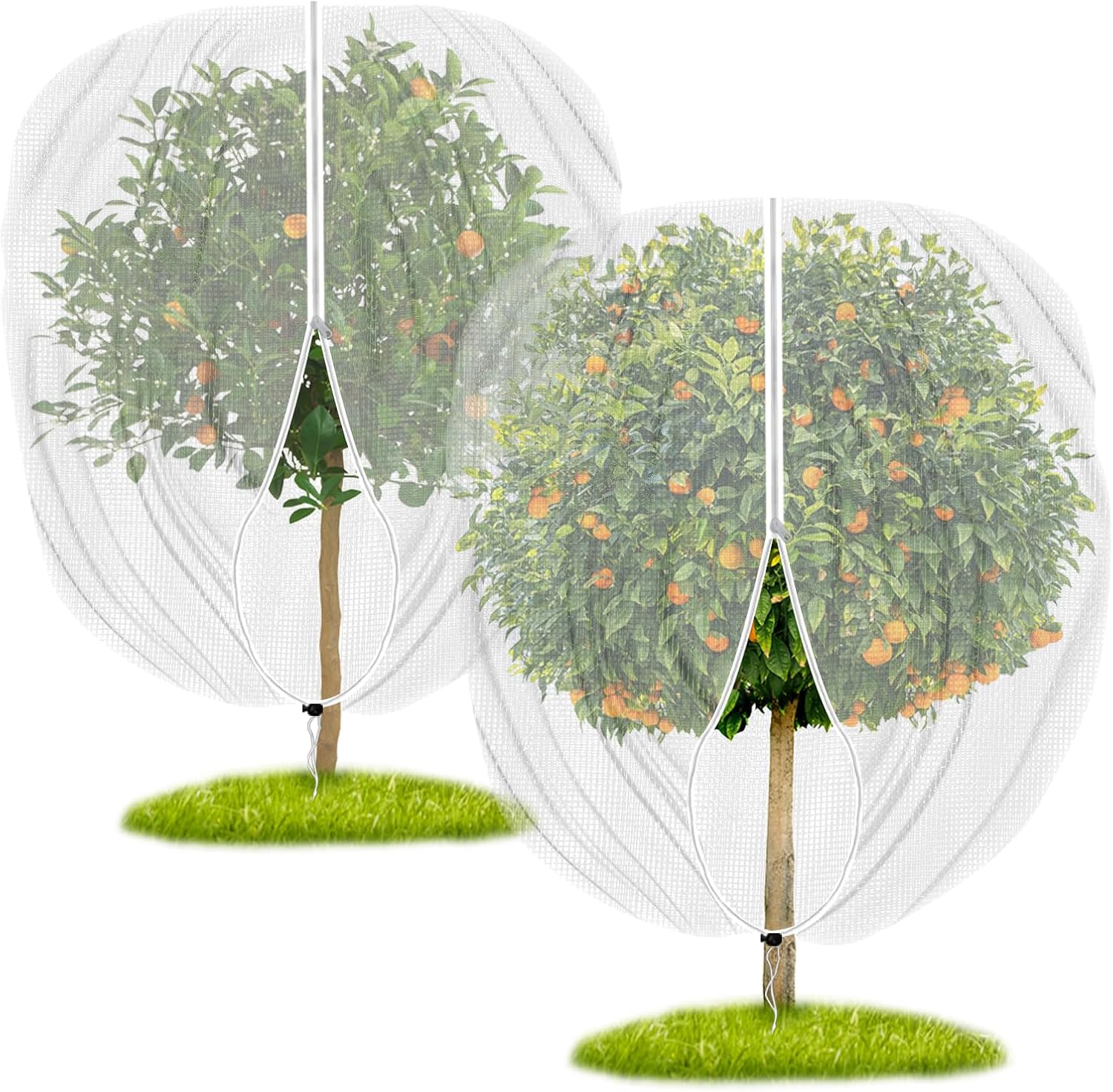 Garden Insect Barrier Net with Drawstring & Zipper - 3.3x3.9ft Reusable Mesh Cover for Dwarf Fruit Trees, Potted Plants, Blueberry Bushes, Protect from Bugs, Birds, Squirrels (4, 40 * 48in)