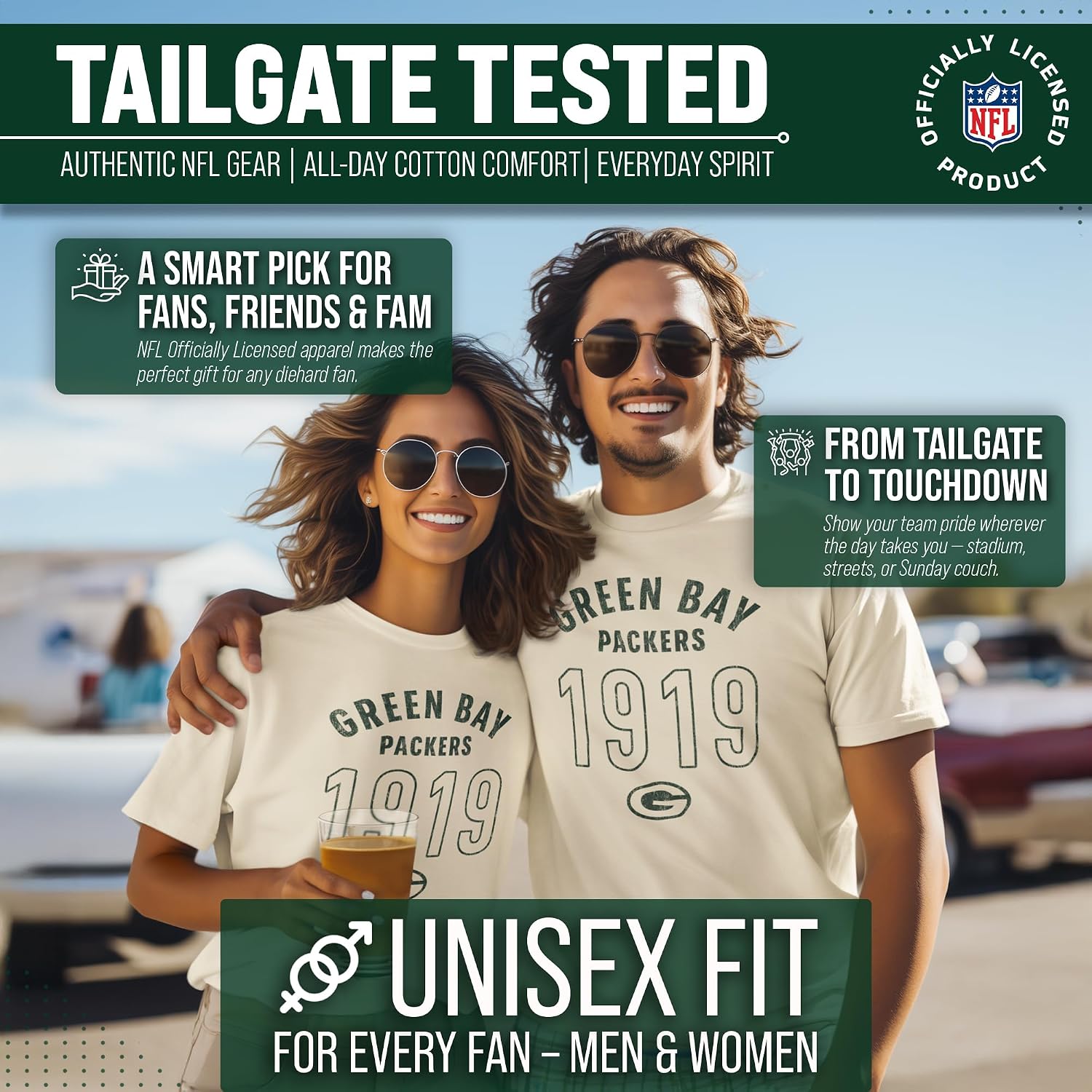 Team Fan Apparel NFL Adult Big Date Tag-Less T-Shirt, Unisex Football Tee, Soft Comfortable Cotton, Officially Licensed