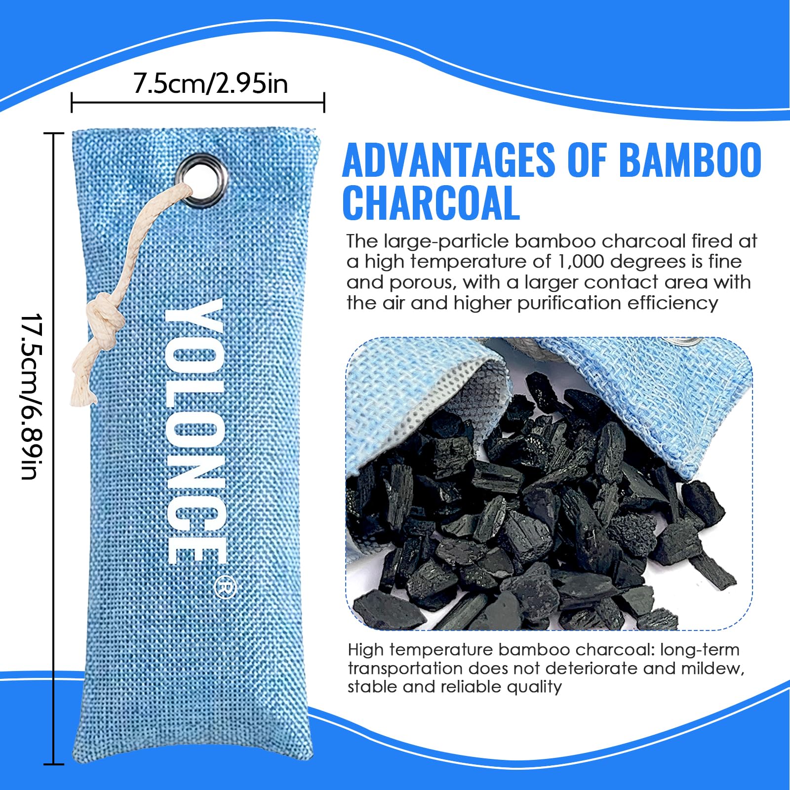 2 Piezas Bolsas De Carbón De Bambú Para Zapatos, Absorbente De Olores Con Carbón Activado, Bolsas Purificadoras De Aire De Carbón De Bambú,Para Calzado Deportivo,Armarios,Taquillas(Azul)