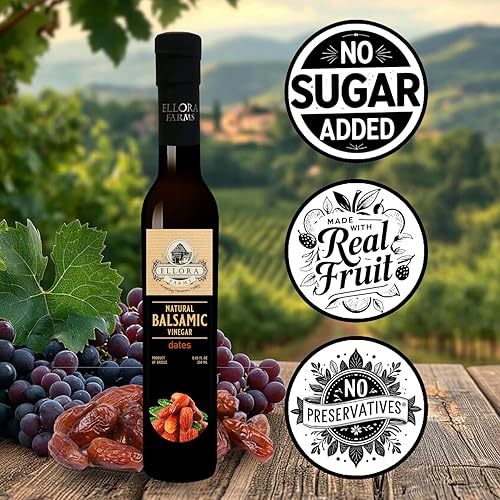 Miniatura 5 de Ellora Farms Vinagre balsámico grueso con infusión de melocotón fresco ganador del premio del gran sabor todo natural sin aditivos azúcar sin añadir