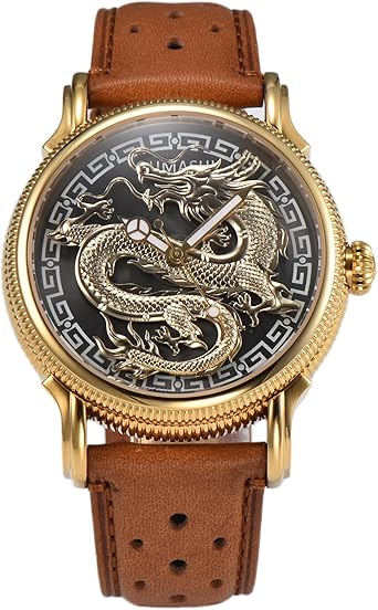 ウィジャ盤のドラゴン 金色 デザイン Amazon | SEVEN XII 龍 腕時計メンズ 機械式 ドラゴン文字盤